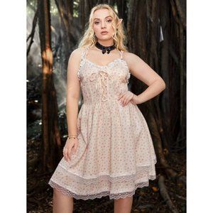 SHEIN fairy pink ruffle lace dress 2XL